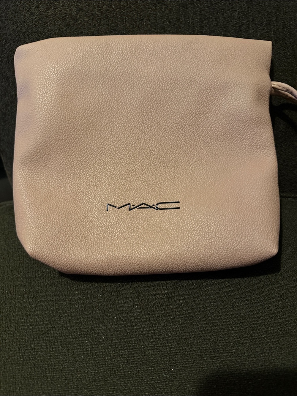 MAC Cosmetics Light Pink Pebbled Faux leather Cosmetic Pouch. L 9” x W 9”.